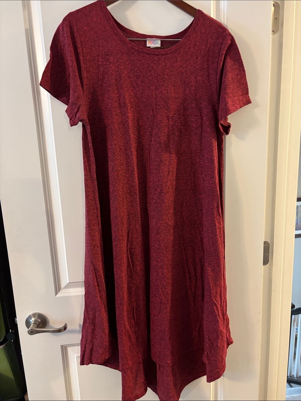 LuLaRoe High-Low Carly Dress in Burgundy Heather